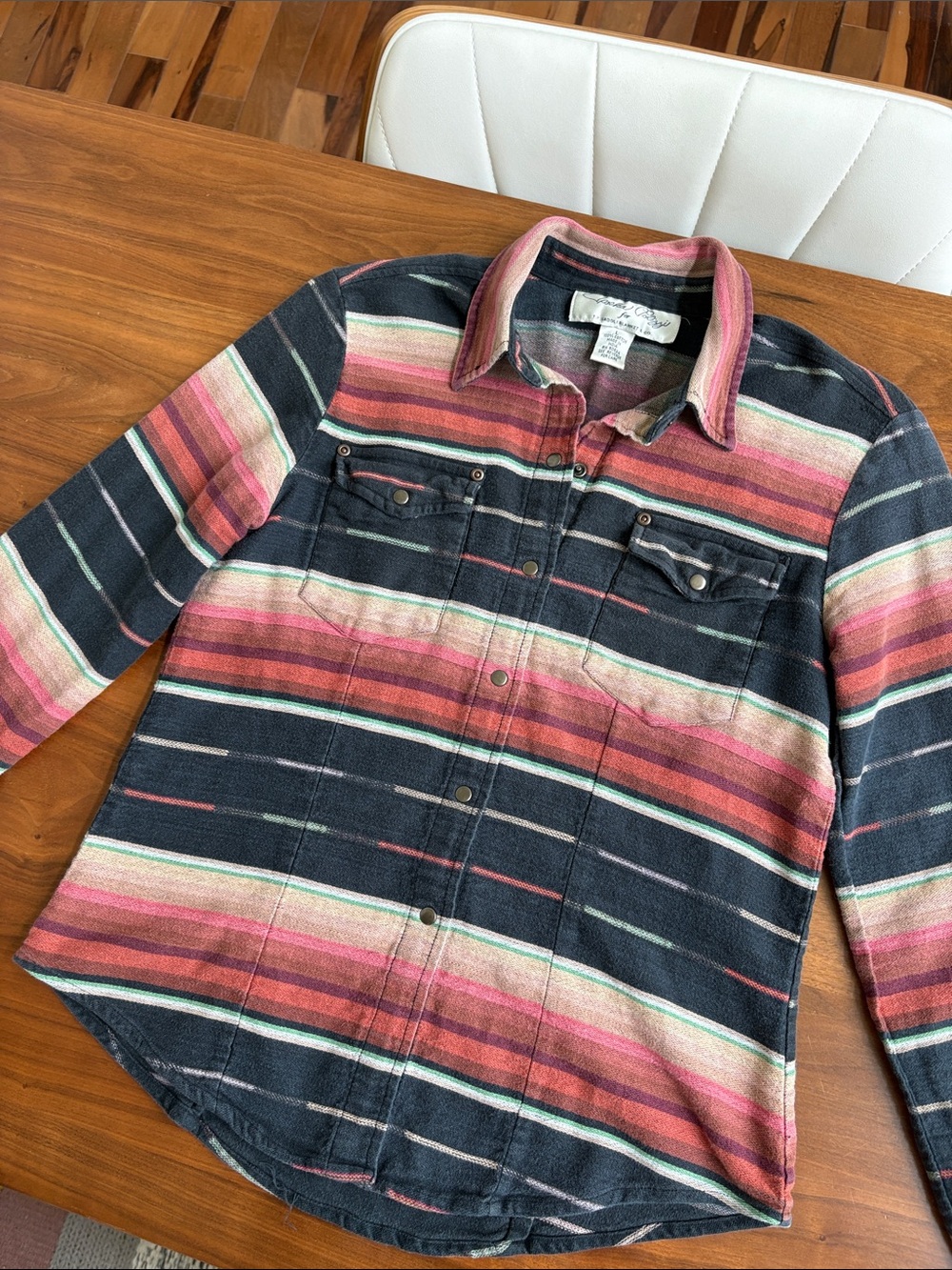 Tasha Polizzi TP Saddle Blanket Co. Western Snap Shirt Serape Stripe Cotton Smal - Picture 6 of 9